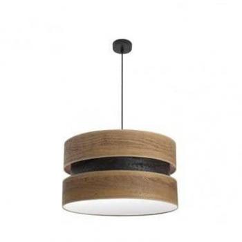 Lampe à Pendre Colet 2xE27 Noir et Bois Foncé 50x50 cm