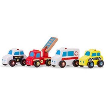 Jouet Auto Junior en Bois – Pack 4 pièces couleur rouge, blanc & jaune