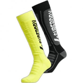 Calze invernali Superdry 2 paia nero giallo donna