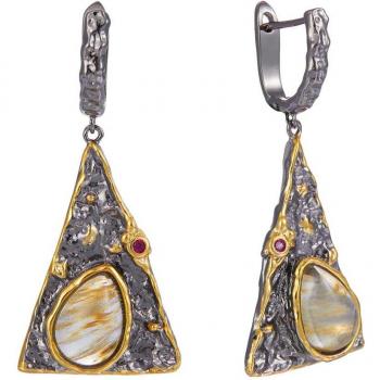 Joyería de mujer collar y pendientes pirámide color negro oro EP3998S2