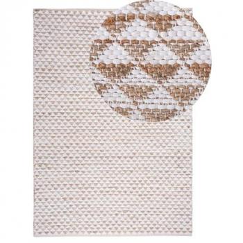 Tapis fait main Tunceli en coton et jute beige, taille 140 x 200 cm