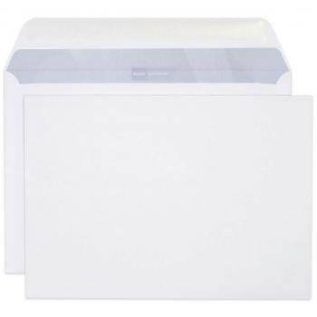 Briefumschlag DIN C4, ohne Fenster, haftklebend, Längsseite offen, weiß, 120g/qm, grauer Innendruck, FSC, 250 Stück
