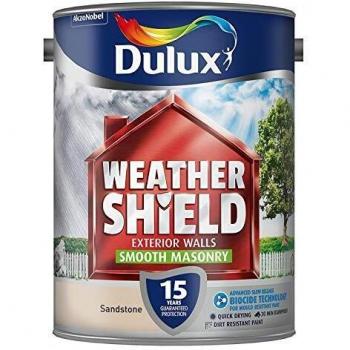 Dulux Weathershield Sandstone Smooth Matt Masonry paint, 5L
