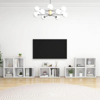 VidaXL 8-tlg. TV-Schrank-Set aus weißer Spanplatte für modernes Wohnen