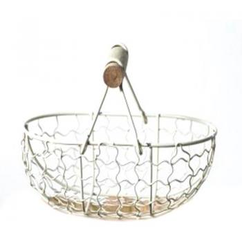 Panier pratique en métal et bois