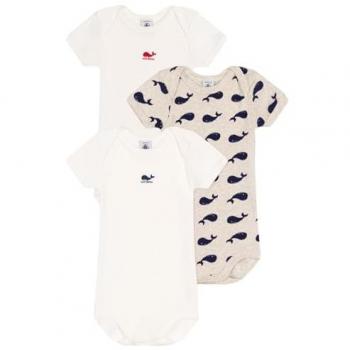 Oceanic Outfits Set – Petit Bateau Whale Print Bodysuits, 3 pieces, 18M‑81CM