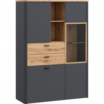 Grau‑Dekoriertes Highboard Leokadia – 113,2 × 159,8 × 41,4 cm (BxHxT)