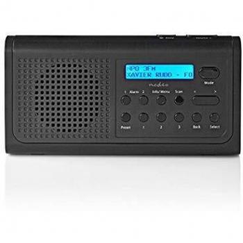 Radio DAB+ NEDIS avec Réveil, Portable FM avec Sortie Casque et Batterie Rechargeable, 3 W, Noir