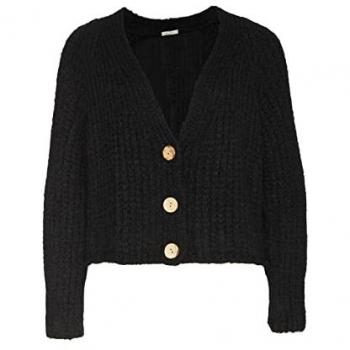 Schwarze Herren Strickjacke DECAY mit femininem V-Ausschnitt