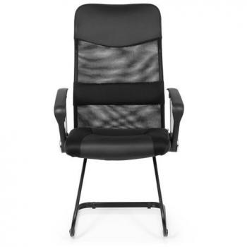 Hjh OFFICE 668011 Vierfußstuhl ARTON V, Kunstleder‑Stoff in Schwarz, freischwingend