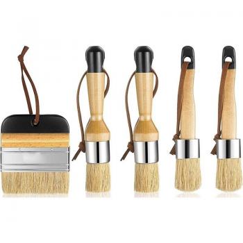 5 Pcs Flat Pointed and Round Stencil Brushes