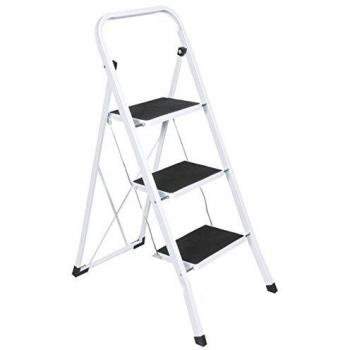 Home Vida 3‑Step Folding Steel Ladder, Heavy Duty & Slip‑Resistant Pad