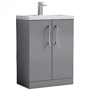 Nuie Arno 600mm Floor Standing 2-Door Vanity Unit with Polymarble Basin