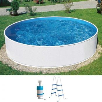 KONIFERA Runde Schwimmbecken „Usedom I“ – 3‑teiliges Set mit Leiter und Einhängefilter