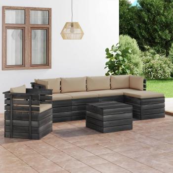 VidaXL Paletten-Sofa-Set für den Garten, 7-teilig, mit Kissen aus Kiefernholz