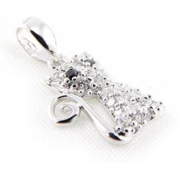 Colgante de Plata Blanca 'Misterioso Gato'