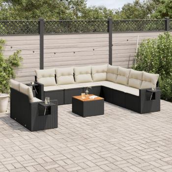 Set de sofás de jardín 10 pzas cojines ratán sintético negro vidaXL148585