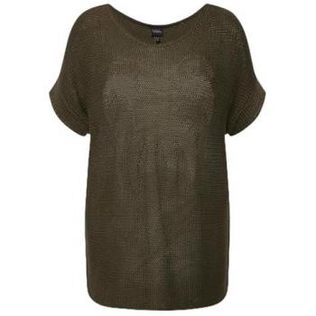 Ulla Popken Pullover für Damen, große Größen, braun, Größe 50/52, mit U-Boot-Ausschnitt