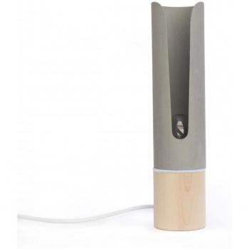 Lampe d'appoint Gone's en bois et béton, décor feutrine blanche