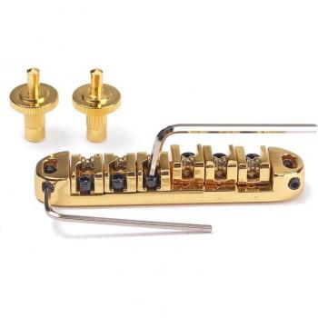 Adjustable Brass Roller Saddle Tune-O-Matic Bridge for LP Electric Guitar, Gold