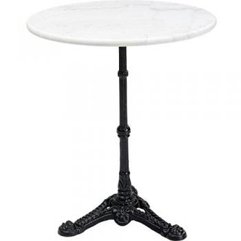 Mesa Redonda de Mármol Blanco y Acero para Comedor D60