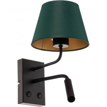 Applique conique Soho, lampe de lecture, verte/dorée
