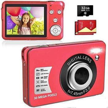 LINNSE Digitalkamera, Kompaktkamera 30MP 2,7-Zoll
