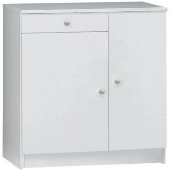 Almacenamiento bajo Iperbriko: armario blanco de 77x34x80 cm con dos puertas y cajón