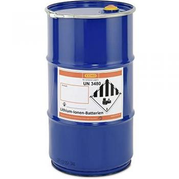 Bac de stockage CEMO pour accumulateurs, 60 l, acier gris, Ø 382 x H 680 mm, avec matériel de remplissage 30 l