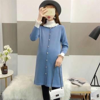 Robe de maternité pull mi-long col montant automne-hiver