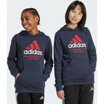 Adidas Manchester United Youth Hoodie – Dark Grey (13–14 Years)