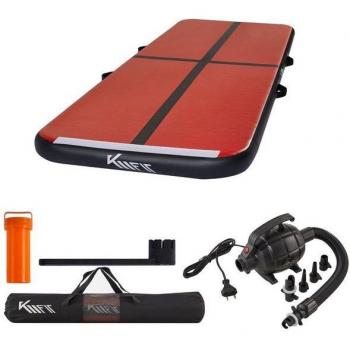 Tapis de sport gonflable Airtrack 3 m – Rouge avec sac, pompe, kit de réparation
