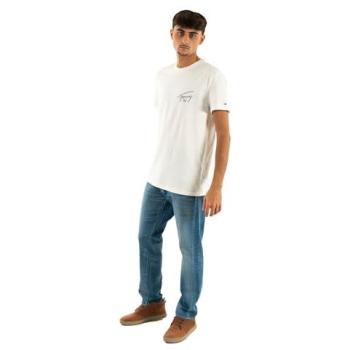 Tommy Hilfiger Men's White T-Shirt with Back Print, Size Small