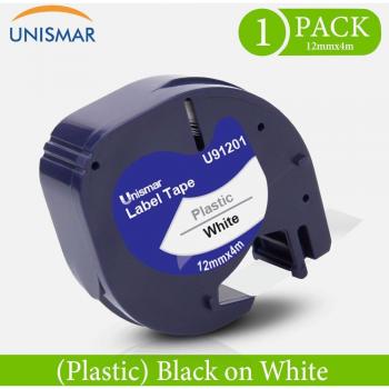 Unismar 1/2 Black on Clear Plastic Label Tape 16952