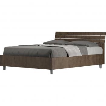 Letto Francese 140x190 Noce Con Testata Inclinata e Contenitore