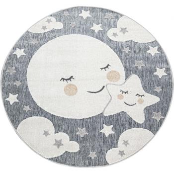 Moquette Gioco Bambino Rotonda 3D Luna Grigio ø 160 cm