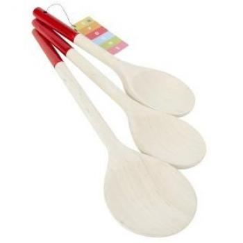 Three‑Piece T&G Birch Spoons with Crimson Ends