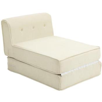 Bodensofa 2‑in‑1 Klappbett Homcom – Polyesterbezug, Schaumstoffkern, bis 240 kg, cremeweiß