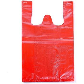 50 Red Plastic Grocery Shopping Bags with Handles