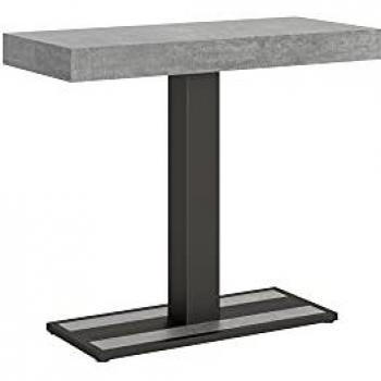 Console Extensible Gris Ciment & Métal Anthracite 14 Personnes 40–300 cm (Cali)