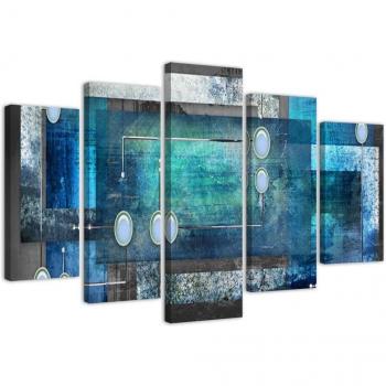 Lienzo Decorativo 5 Piezas Azul Turquesa