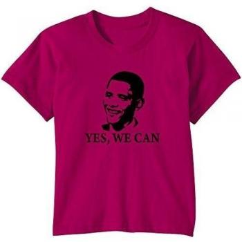 Camiseta Infantil Touchlines Barack Obama Yes WE Can, Rojo (Sorbet), 98/104