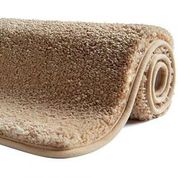 SFLXO 60 × 40 cm Bathroom Rug – Beige Microfiber, Water‑Absorbing, Non‑Slip