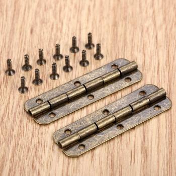 Soportes de bronce retro para muebles, 51x16mm, con 12 tornillos, paquete de 2