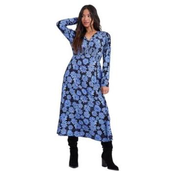Petite Blue Daisy Button Detail Midi Dress – Dorothy Perkins, Size 12