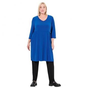 Ulla Popken Damen-Longshirt Blau, Größe 50/52, aus Polyester