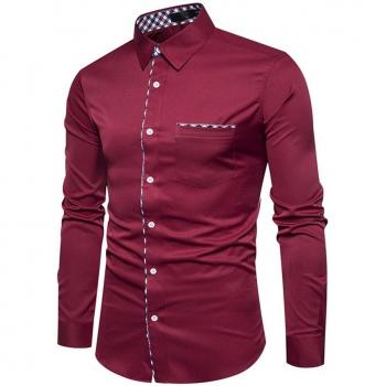 Chemise Slim Fit Bordeaux XL d.Stil Homme à Manches Longues avec Poche Décorative, Business et Casual