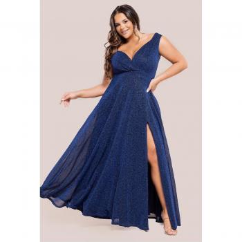 Lurex Sparkling Navy Crossover Maxi Dress