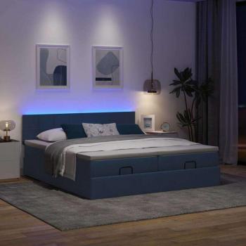 Modrý rám postele s matrací – 180 × 200 cm (Osmanský design)