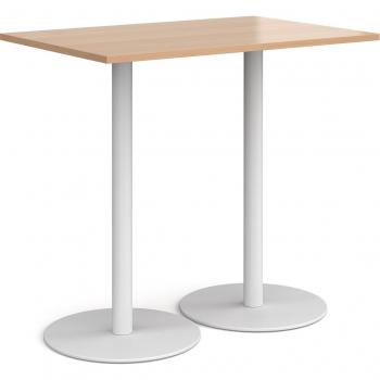 Monza Beech Rectangular Poseur Table 1200mm x 800mm – White Round Base